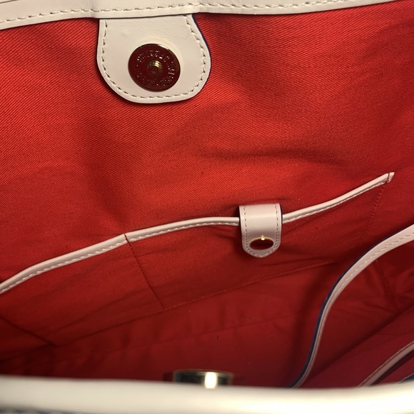 Dooney & Bourke Blue Floral Coated Canvas Tote Shoulder Bag White Trim - Picture 11 of 14